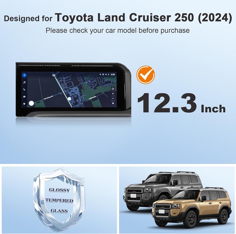 BSTW for 2025 Land Cruiser Screen Protector for 2024 2025 Toyota Land Cruiser First Edition 12.3" Touchscreen for Land Cruiser 2025 Accessories Tempered Glass Protective Film (Land Cruiser 12.3-In HD) - Image 2